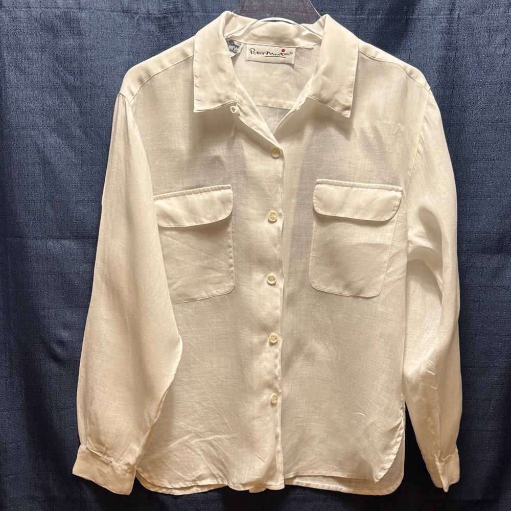 PETER MARTIN White Button-Up Shirt, Irish Linen